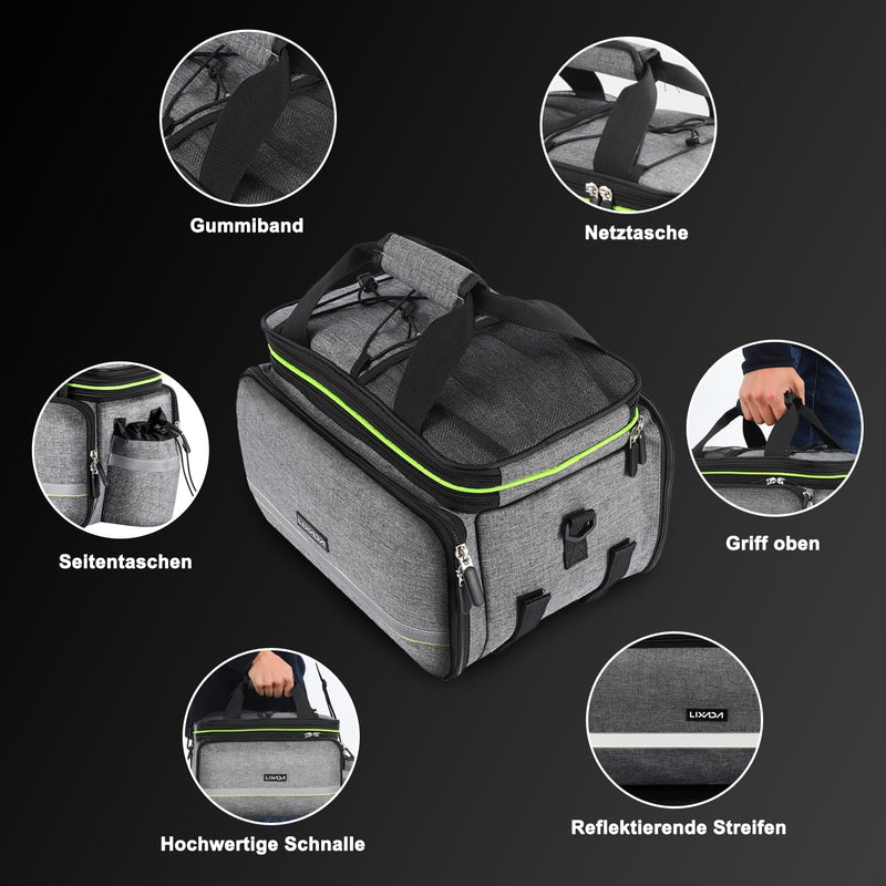 Lixada Fahrradtaschen für Gepäckträger, Fahrrad Gepäckträgertasche, Wasserdicht Fahrrad Sitz Tasche