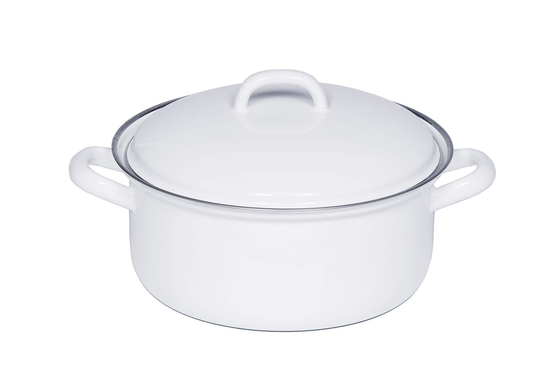 Riess, 0131-033, Kasserolle mit Deckel 22, CLASSIC- WEISS, Durchmesser 22 cm, Inhalt 3 Liter, Höhe 1