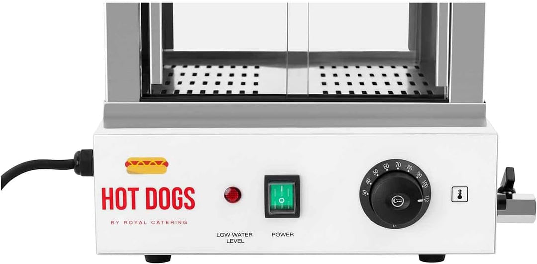 Royal Catering RCHW 1000H Hot Dog Steamer 100 Würstchen 25 Brötchen 1000 W Hot Dog Wärmer