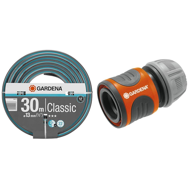 Gardena Classic Schlauch 13 mm (1/2 Zoll), 30 m & Schlauchverbinder 13 mm (1/2 Zoll) und 15 mm (5/8