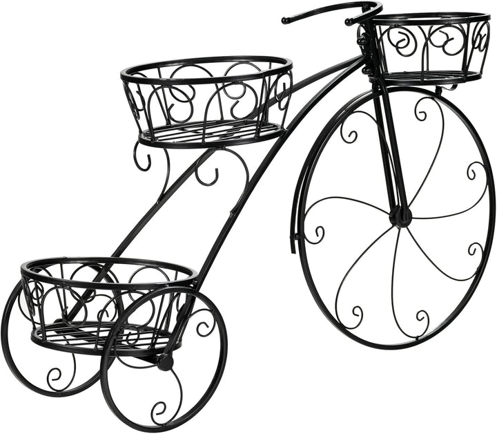 GOPLUS Pflanzenregal Fahrrad, Blumenregal mit 3 Ebenen, Blumenständer aus Metall, Pflanzenständer Bl