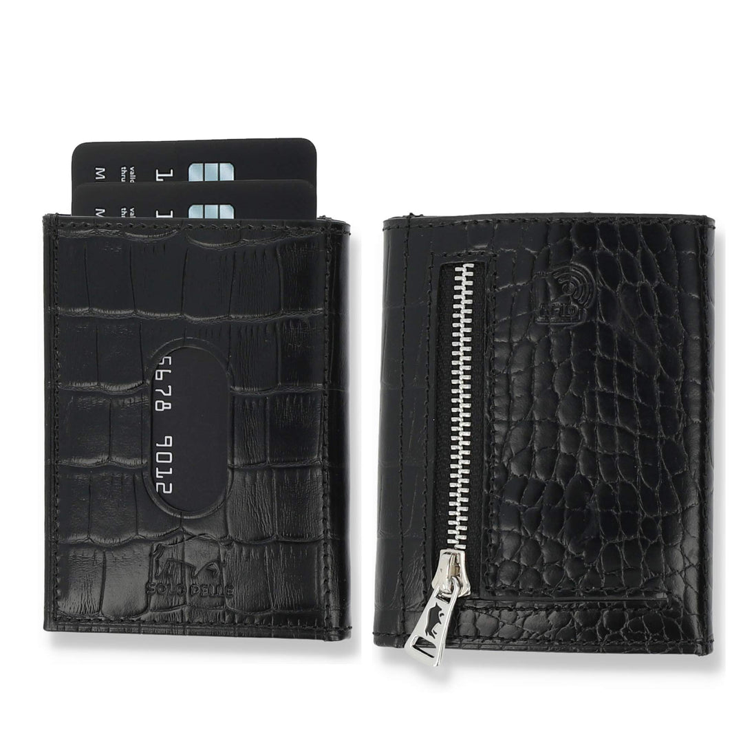 NEU: SOLO PELLE® Slim Wallet mit Münzfach [12 Karten] Slimwallet Riga [RFID-Schutz] Kartenetui mit M