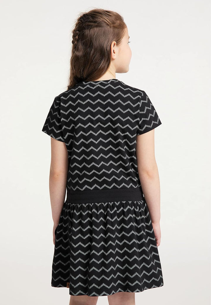 Ragwear MAGY Chevron Mädchen Kleid 128 Schwarz, 128 Schwarz