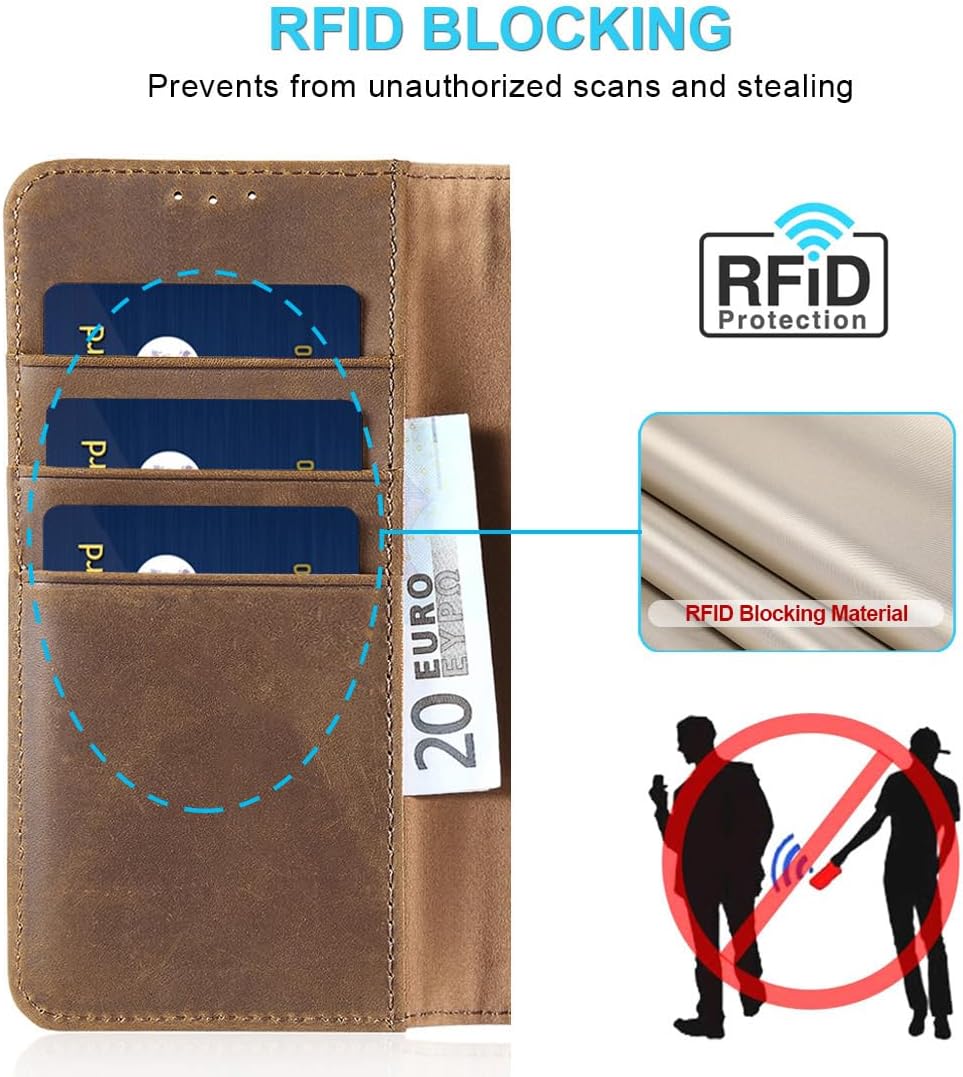 LENSUN Echtleder Handyhülle für Samsung Galaxy S26, Flip Hülle [Brieftasche][RFID Schutz][3 Kartenfa
