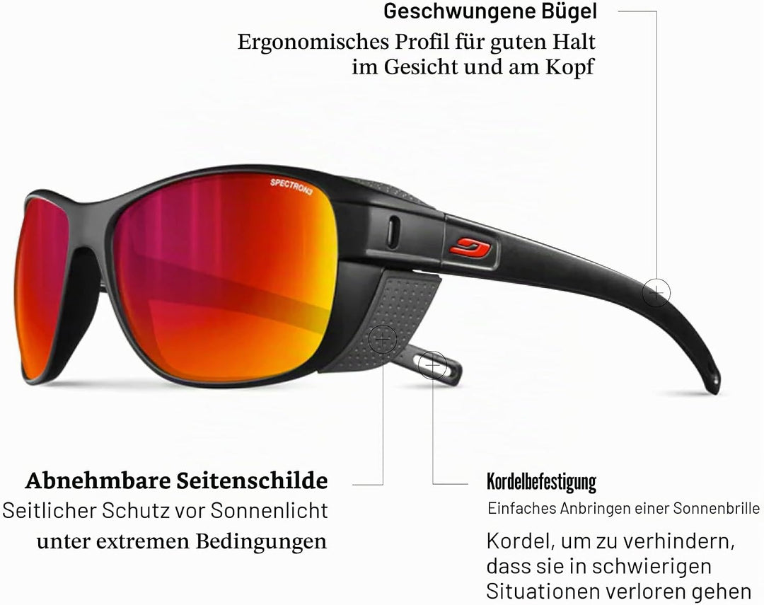 Julbo Unisex Camino Sonnenbrille, Einheitsgröße Schwarz / Rot