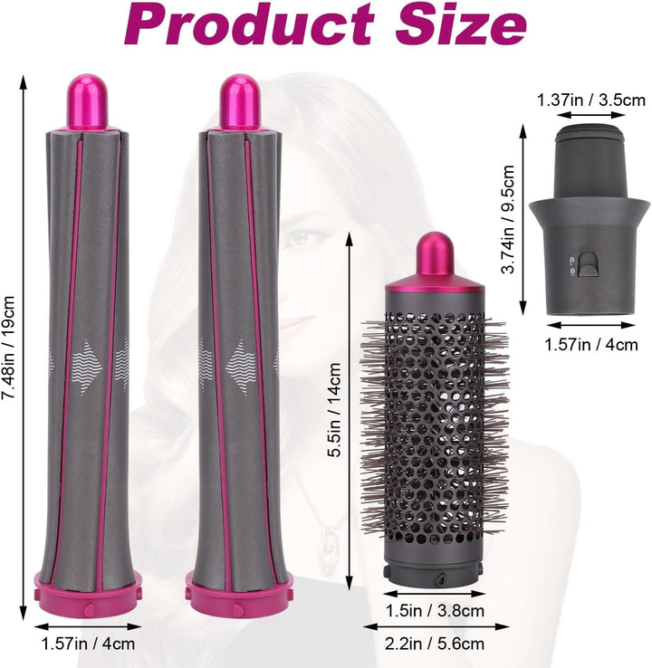 Langhaarfässer und runde Volumenbürste für Dyson Airwrap Styler, Haarstyling-Set enthält 2 Lockenfäs