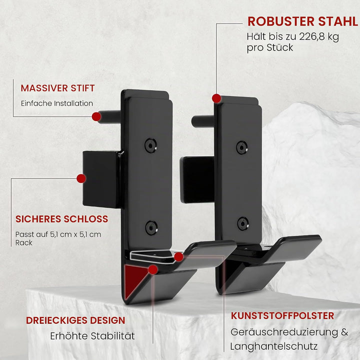Yes4All Stahl J-Haken Squat Rack 2x2/3x3 mit schützendem UHMW-Pad - Power Rack Befestigung Barbell H