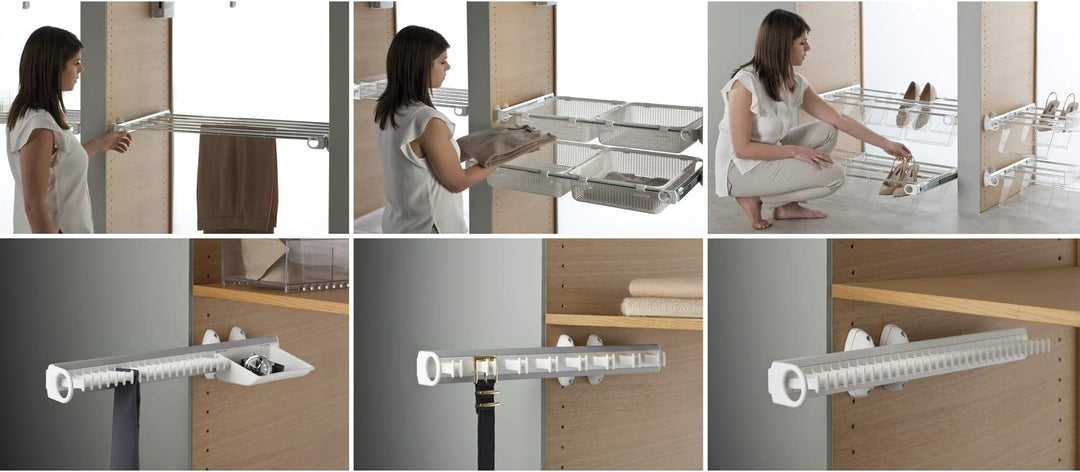 Krawattenhalter ausziehbar Modell A,505x82x85mm,Aluminium/Kunststoff weiss poliert/weiss, poliert/we