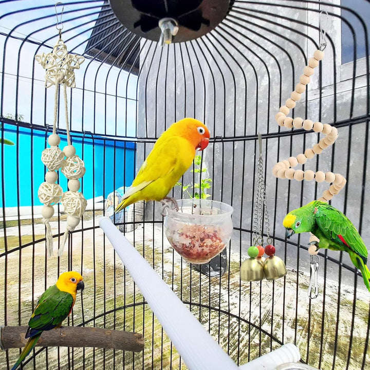 7 StüCk Vogelspielzeug, Vogel Spielzeug Wellensittich Spielzeug, VogelkäFig ZubehöR, Naturholz Vogel