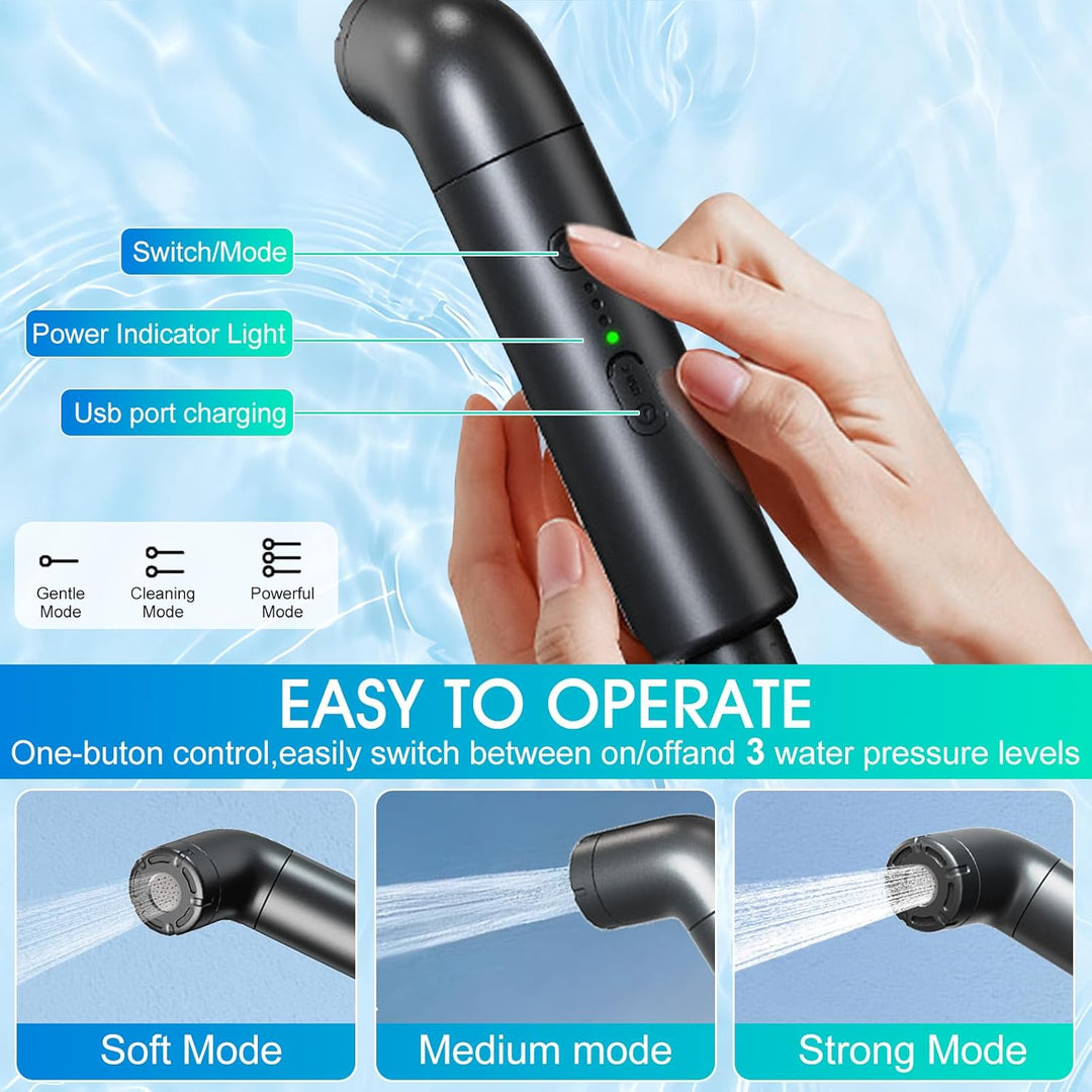 Reise Bidet Elektrisch, 2.5L Portable Bidet, Wiederaufladbares Po Dusche mit 1,2 m Filterwasserleitu