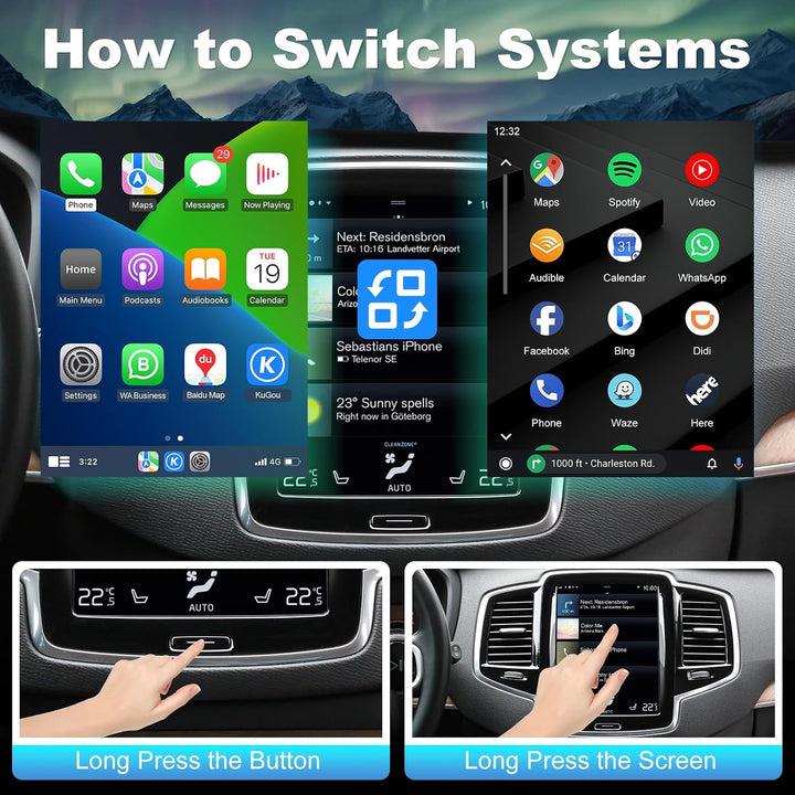 ISUDAR Wireless CarPlay &amp; Android Auto Module for Volvo XC90/XC60/XC40/S90/S60/V60/V40 Full Vertical