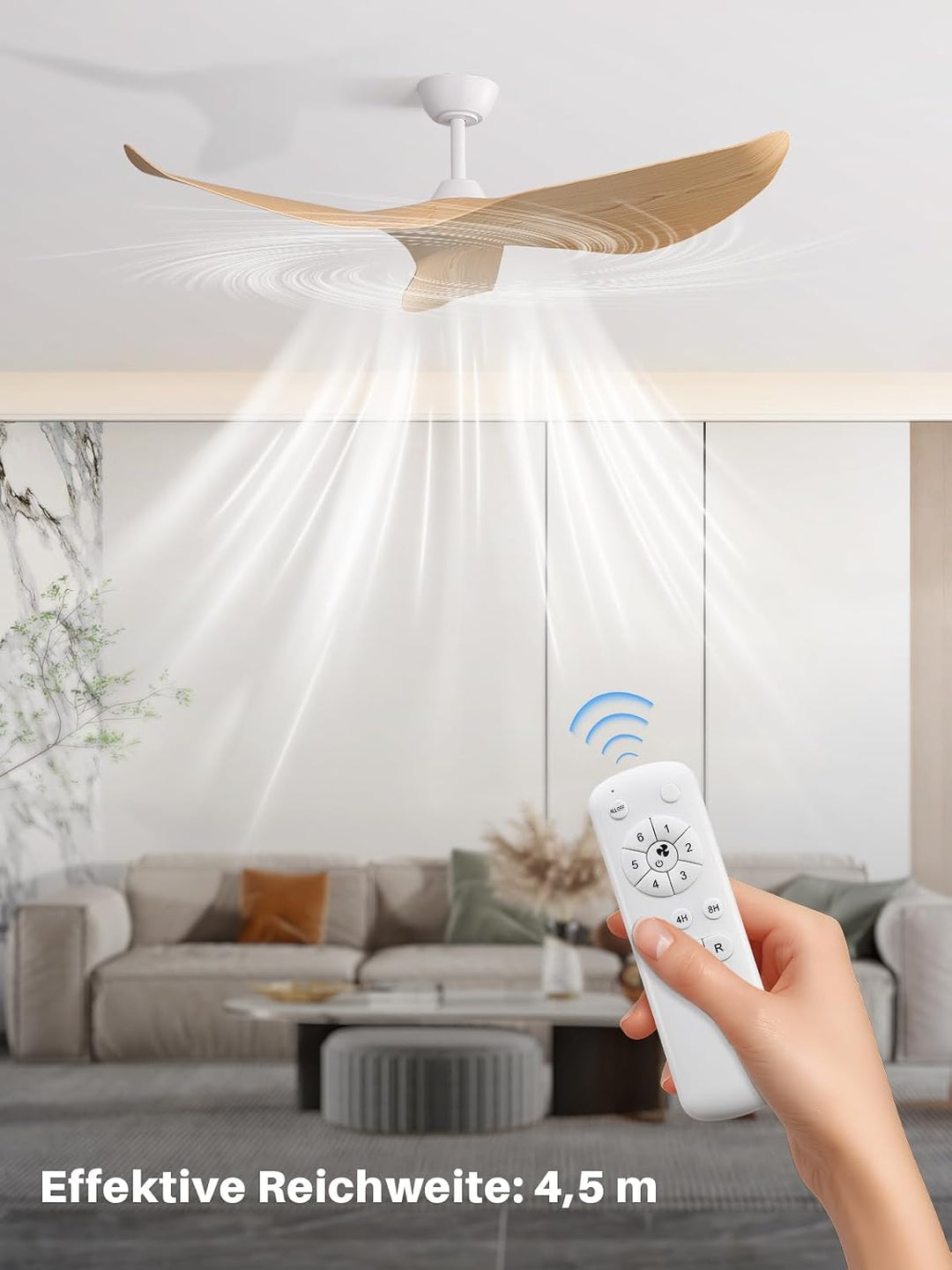 Sofucor 97cm Deckenventilator mit Fernbedienung, Leise Deckenventilator ohne Licht, DC Motor, Timer,