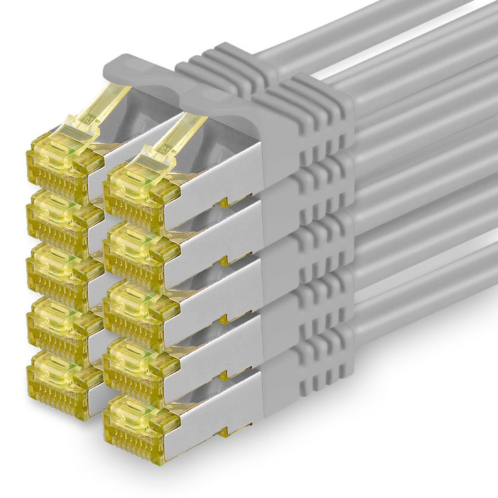10x 1.0 M - CAT-7 Cat.7 Netzwerk-Kabel, Ethernet, Lan &amp; Patch Kabel RJ-45 SFTP 10GB/s - grau 10 Stüc