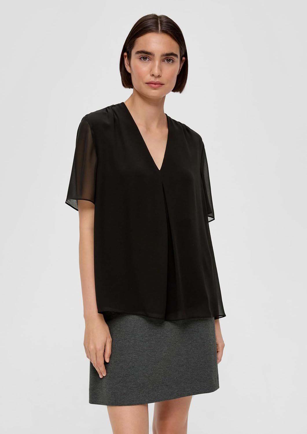 s.Oliver BLACK LABEL Bluse mit V-Ausschnitt, Schwarz