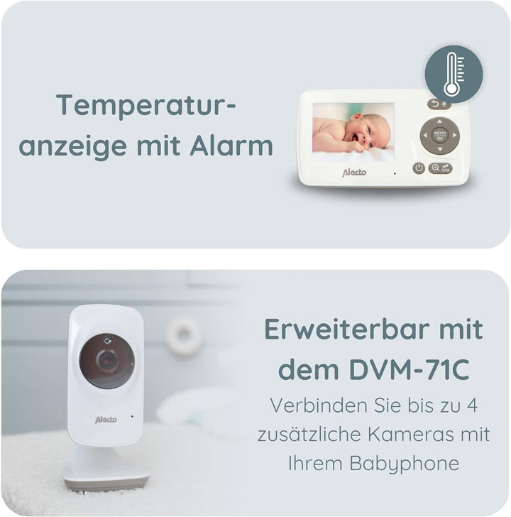 Alecto DVM-71 Babyphone mit Kamera - Grosse Reichweite (bis zu 50 m im Innenbereich - bis zu 300 m i