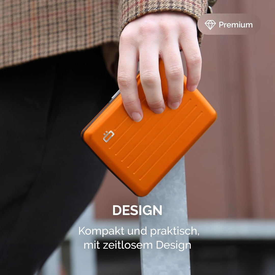 OGON Aluminium Geldbörse Smart Case V2 Large - Verstecktes Fach für Münzen und Scheine - RFID Schutz