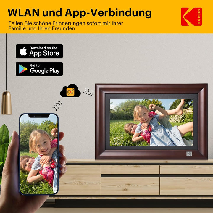 KODAK 14.1 Zoll WLAN Digitaler Bilderrahmen，1920x1080 Full HD IPS Touchscreen Smart Fotorahmen Cloud
