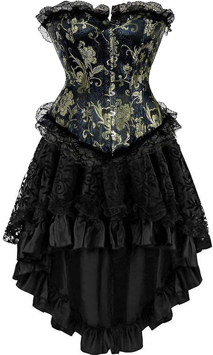 Jutrisujo korsett Corsagenkleid rock kleid corsage korsage schwarz damen vollbrust bustier gothic bu