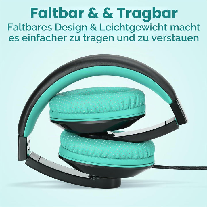 RockPapa Comfort+ Kinder Kopfhörer für Schule Jungen, Kopfhörer Kinder mit Kabel, Einstellbar, Lauts