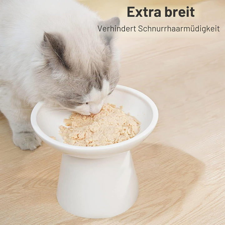 CEEFU Extra breite Katzennäpfe - keramischer Katzennapf 15,7cm Erhöhter Flacher Boden Katzennapf, Sc
