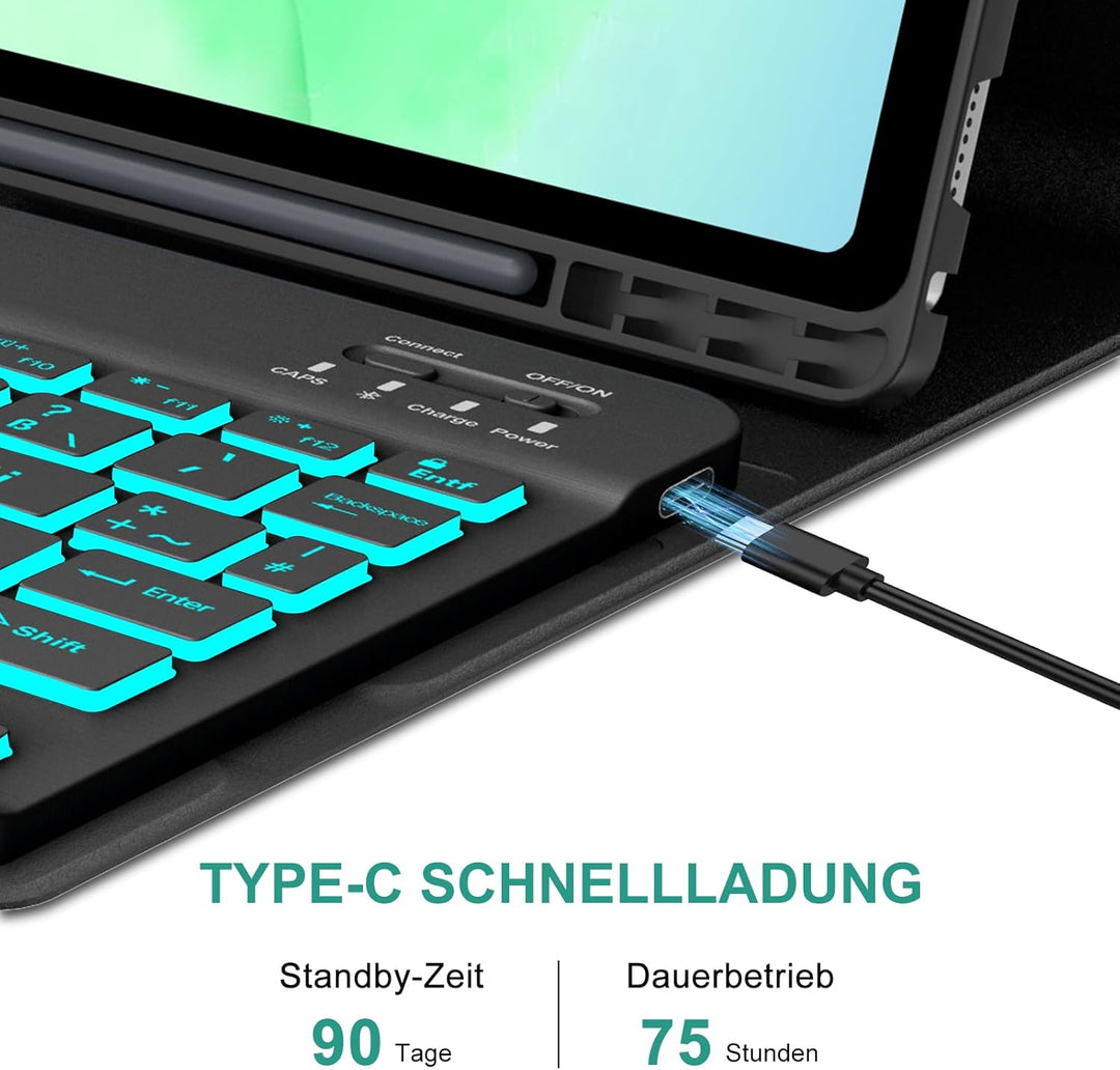 Hülle mit Tastatur für Samsung Galaxy Tab A11+ 11" (2025) & Galaxy Tab A9+ 11" (2023) – Deutsch Keyb