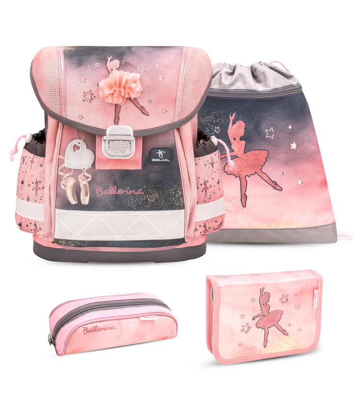 Belmil Classy Schulranzen Set 4 - teilig (403-13/AG/S) Ballerina Black Pink, Ballerina Black Pink