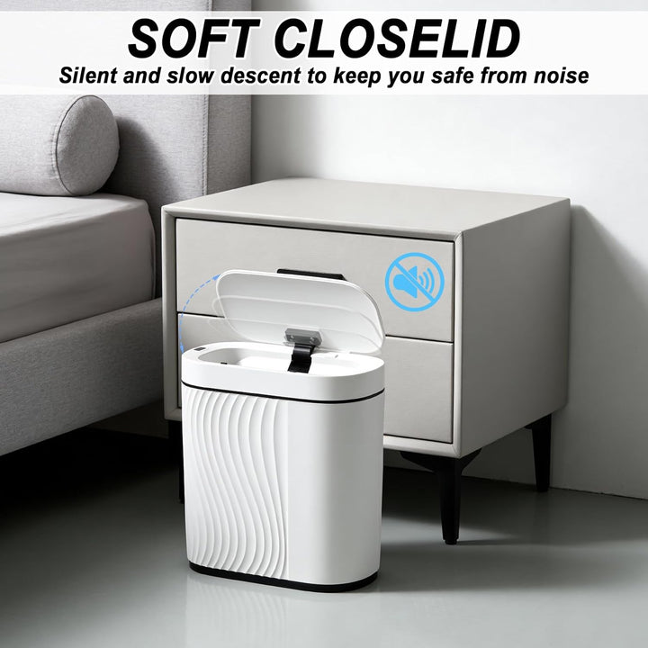 Automatischer Badezimmer Mülleimer mit Sensor, 8L Schlanker Elektrischer Abfalleimer mit Soft-Close