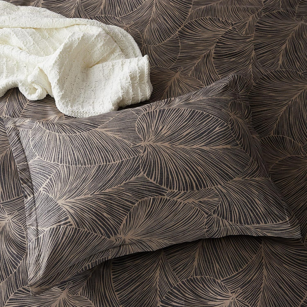 Jemiipee Blumen Bettwäsche-Set mit Tropische Palmblätter Muster, 1 x Bettbezug 220x240 cm mit 2 x Ki