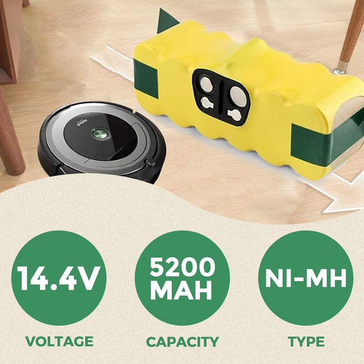 VANTTECH 14.4V 5200mAh NI-MH Staubsauger Ersatz für iRobot Roomba 500 600 700 800 Series R3 80501 44