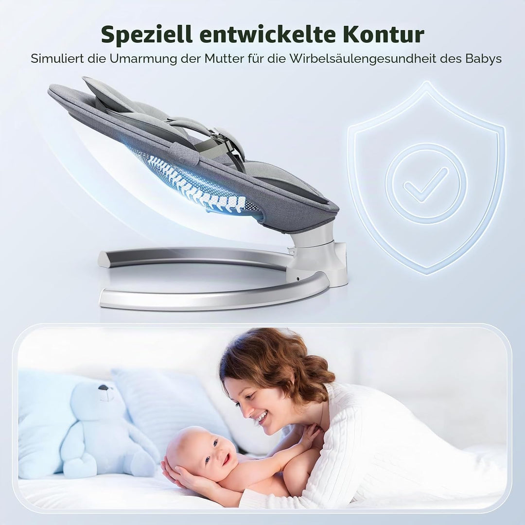Elektrische Babywippe für Kleinkinder,Elektrische Babyschaukel mit 5 Punkt Sicherheitsgurt 5 Schauke