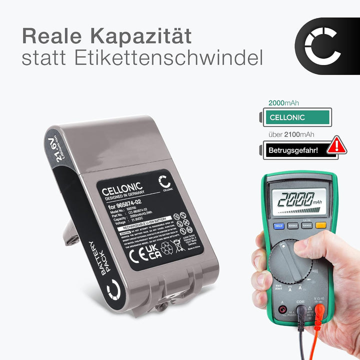 CELLONIC Akku kompatibel mit Dyson V6, V6 Motorhead Pro Exclusive, DC62, DC62 Animal/Animalpro, DC74