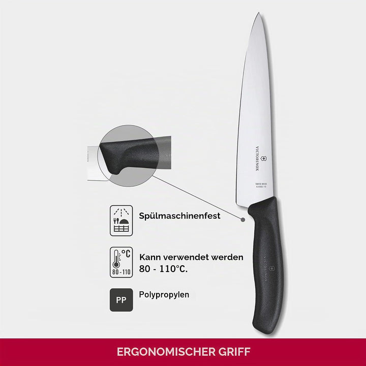Victorinox, Swiss Classic, Profi Tranchiermesser, Extra Scharfe Klinge, gerader Schliff, 19 cm, Robu