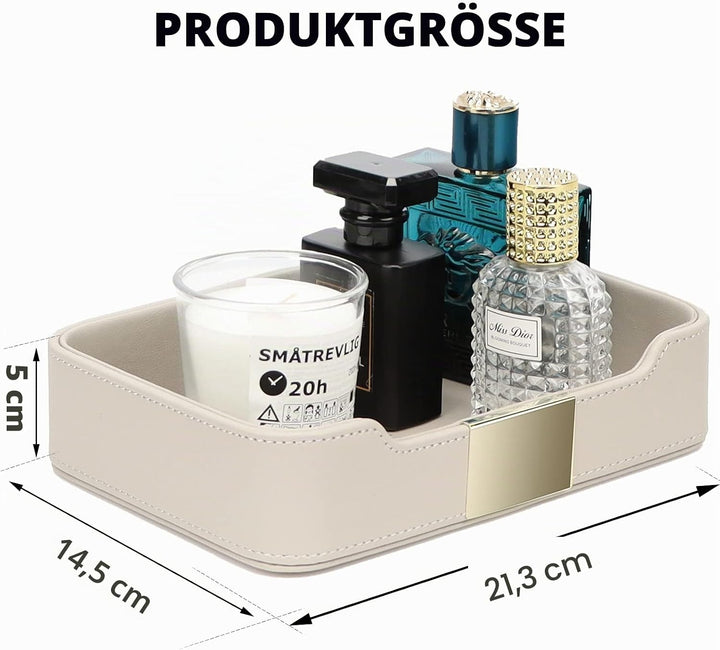 SANZIE Luxuriöses Leder-Tablett, Schreibtisch-Aufbewahrung, Catchall-Organizer, dekoratives Tablett