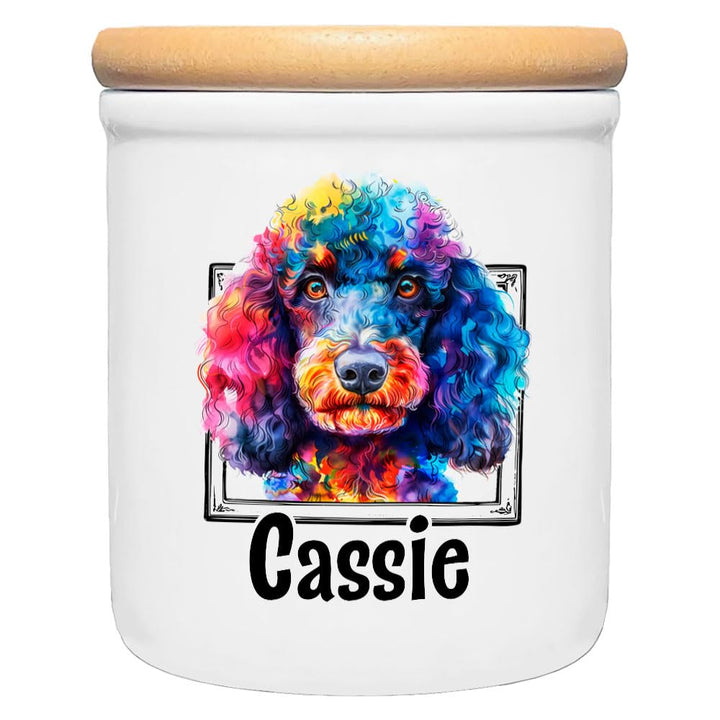 Cadouri Keramik Leckerli-Dose PUDEL » personalisiert mit Name deines Hundes «┊Snackdose Keksdose Auf
