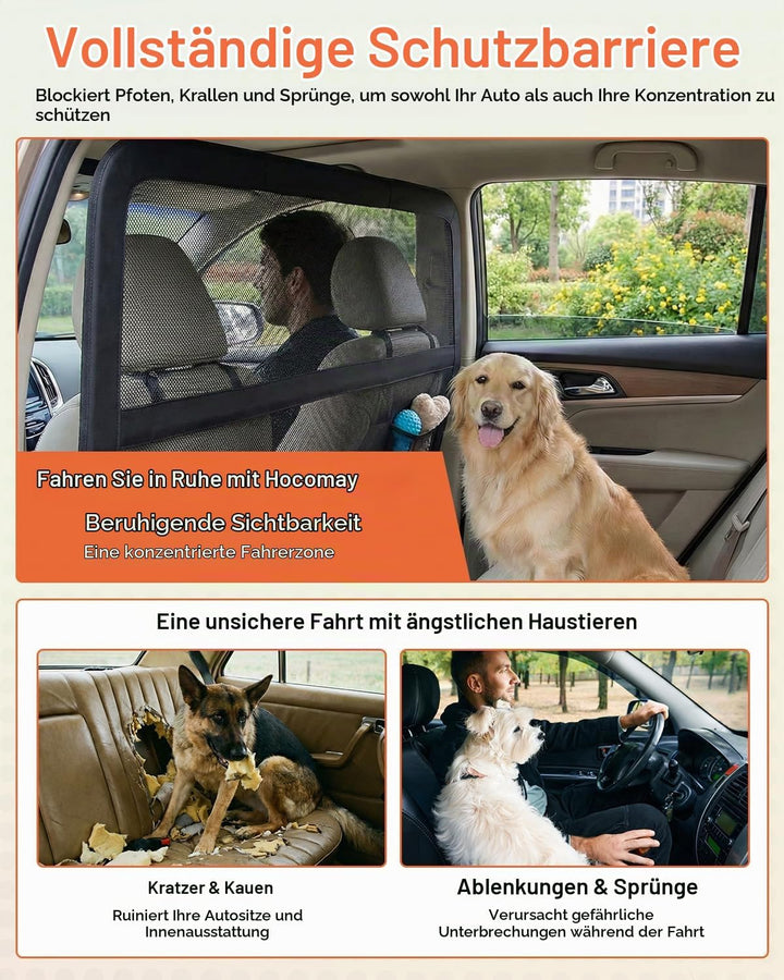 Hundeschutzgitter Hunde Autobarriere 127 cm, Schutznetz Barriere Trennnetz, universell passende Hund