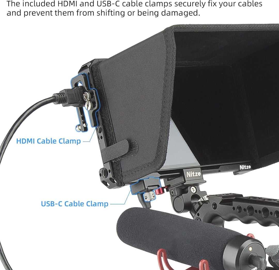 Nitze F7 PRO 7" Monitor Cage Monitorkäfig für Feelworld F7 PRO mit HDMI und USB-C Kabelklemme – JT-F