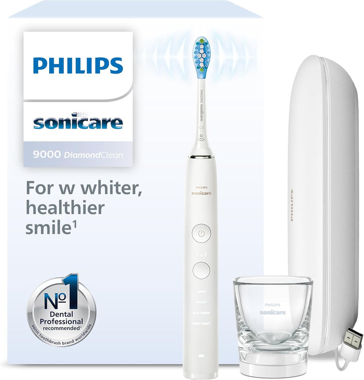 Philips Sonicare DiamondClean 9000 Elektrische Schallzahnbürste mit App, weiss (Modell HX9911/27), W