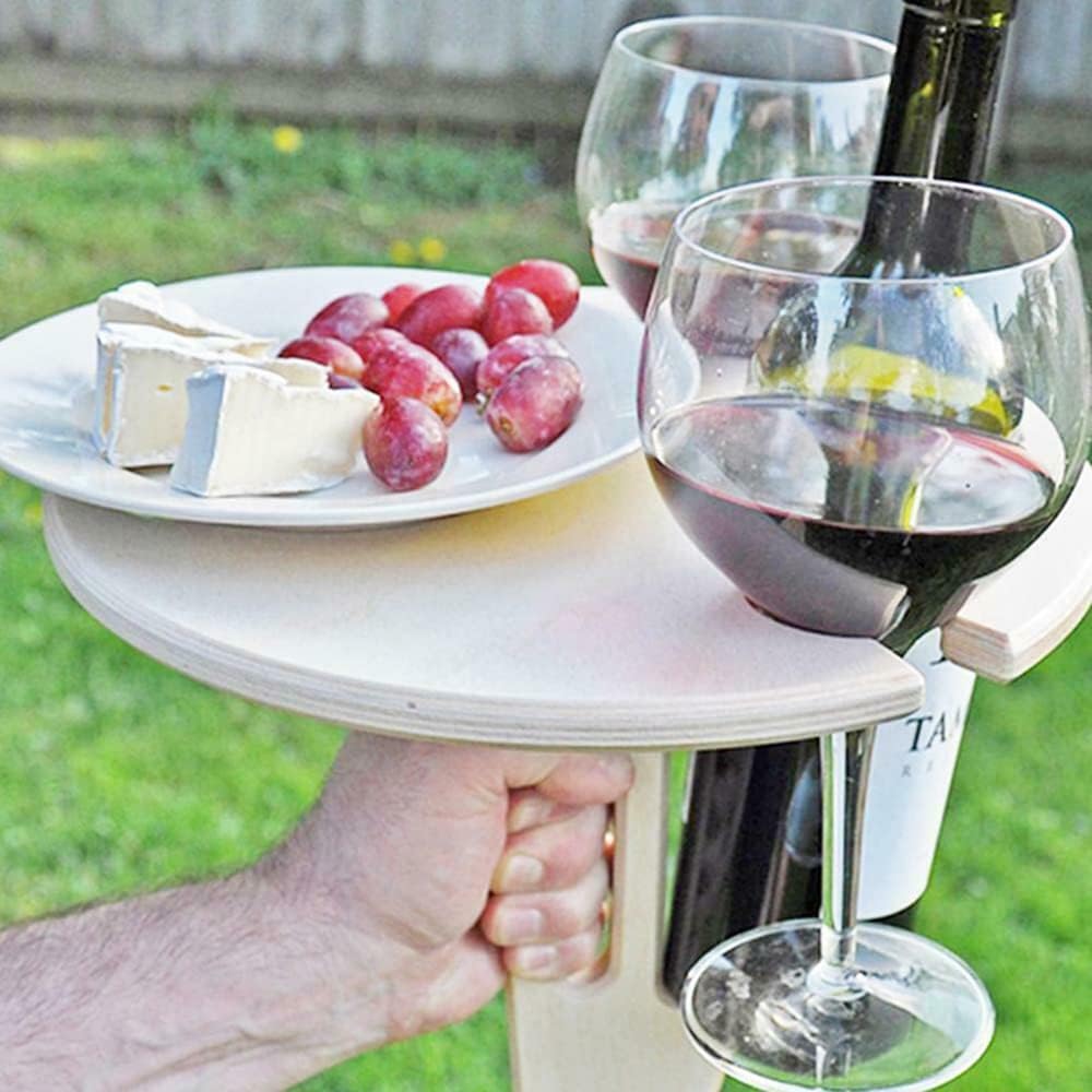 Tragbarer Outdoor-Klapp-Weintisch-Weinglashalter für Strand-Hinterhof-Picknick-Party