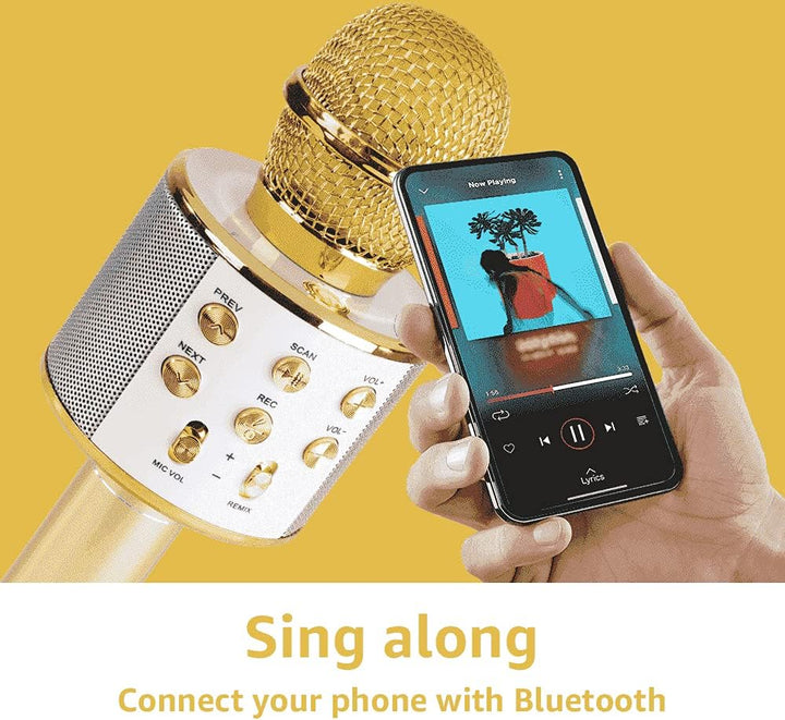 MAX KM01 Bluetooth Karaoke Mikrofon mit Lautsprecher, USB, Micro SD, MP3-Player, Mikro mit Echo, Sti