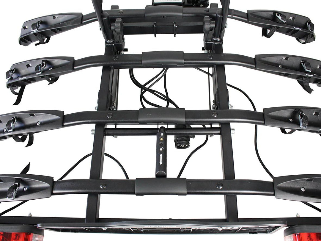 Bullwing SR8 Fahrradträger für 4 Fahrräder auf Auto Anhängerkupplung Heckträger Radträger abklappbar
