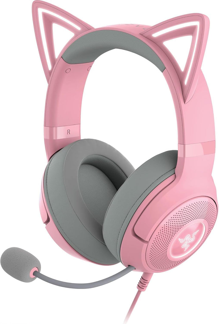 Razer Kraken V2 Kitty USB-kabelgebundenes RGB-Headset: Chroma Ears – Stream reaktive Beleuchtung – H
