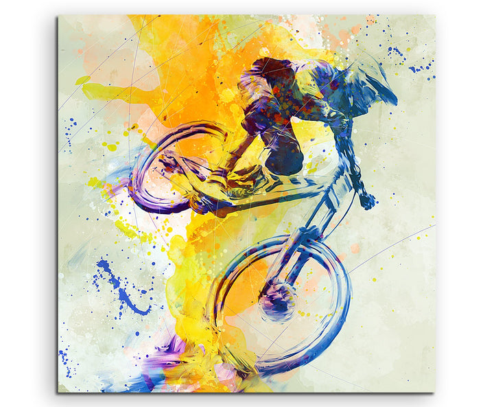 MTB DH 60x60cm Wandbild SPORTBILD Aquarell Art tolle Farben von Paul Sinus