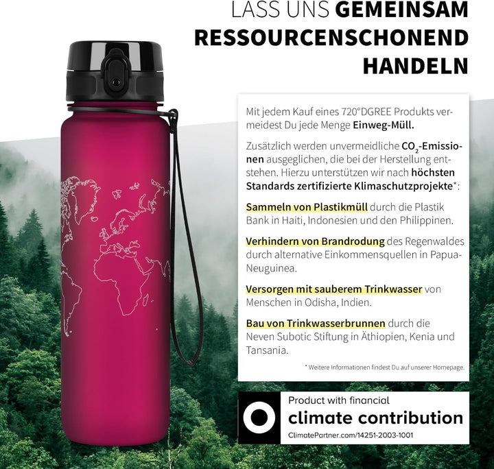 720°DGREE Trinkflasche 1l mit Motiv “uberBottle“ +Sieb - Auslaufsicher, Leicht, BPA-Frei, Bruchsiche