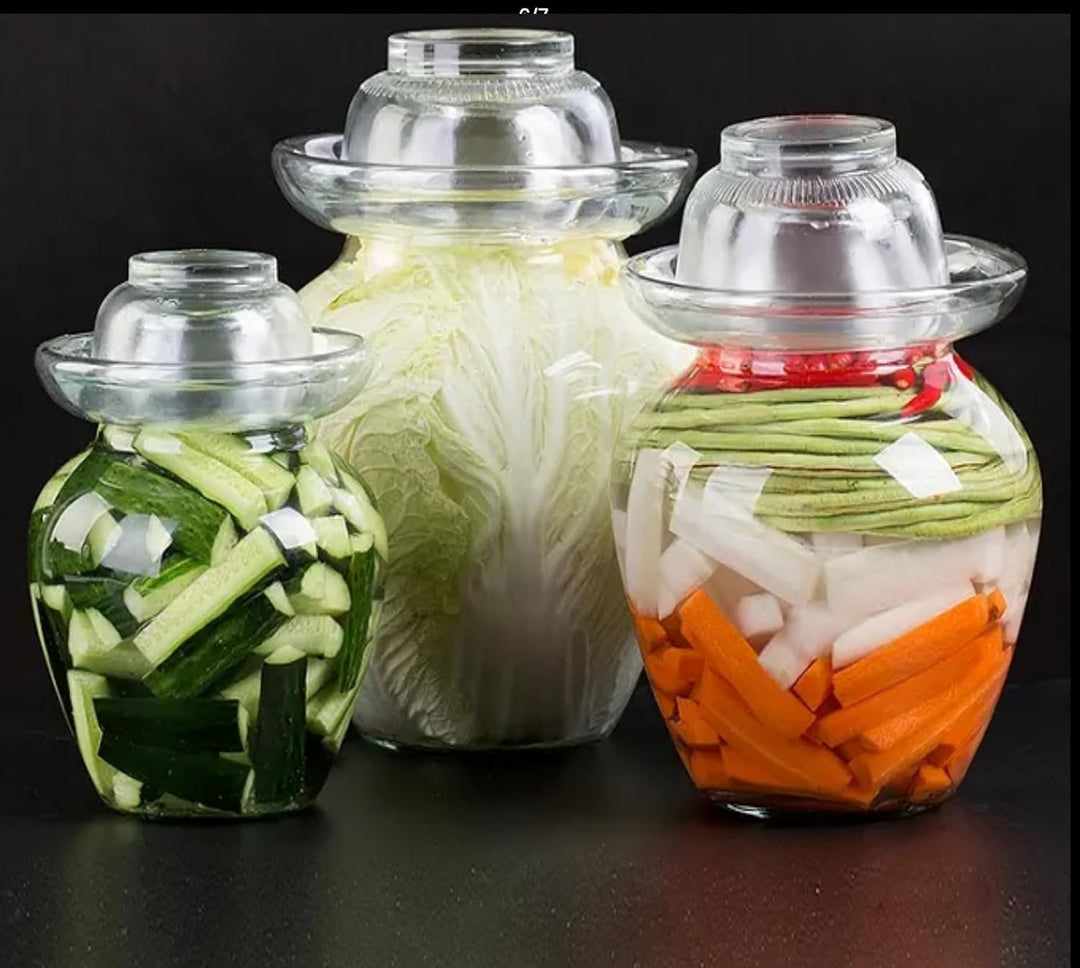 Kimchi -Glas Gärglas mit breiter Öffnung und Wasserverschluss Fermentieren Topf Gemüse Glastopf Glas