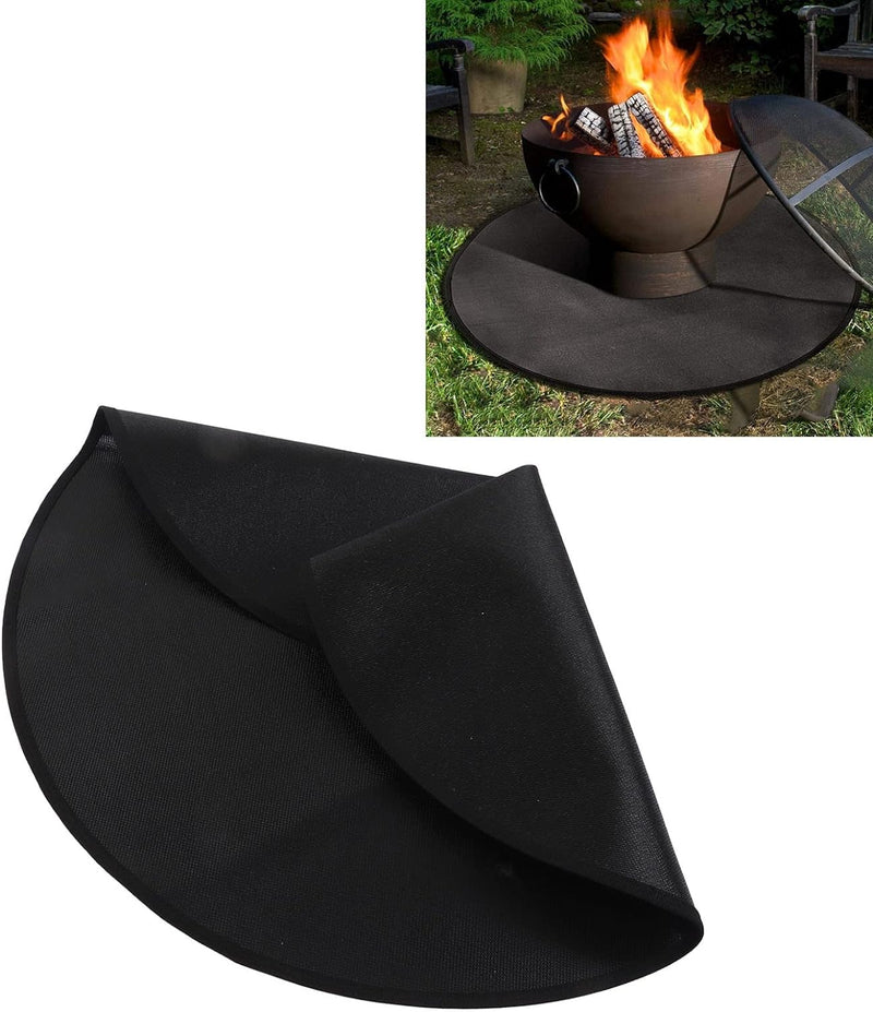 Feuerfeste Matte Outdoor, Feuerstellenmatte, Grillmatte Rund 60 cm, Hochtemperaturbeständige, Waschb