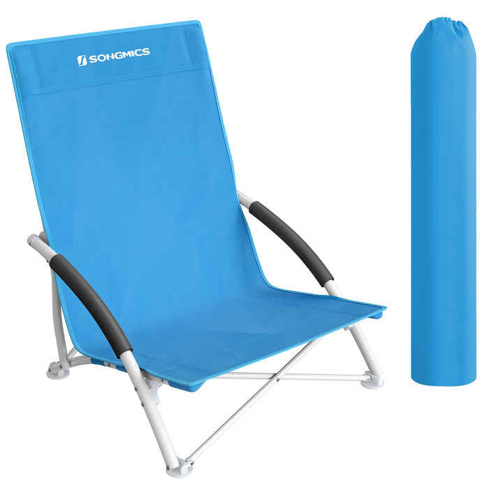 SONGMICS Strandstuhl mit hoher Rückenlehne, tragbarer Klappstuhl, klappbarer Campingstuhl, faltbar,
