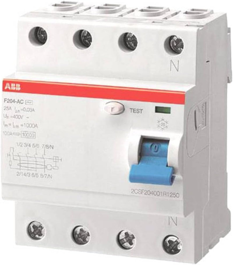 ABB F200 RCCB, 4-polig, 63A, 30mA Typ A 230V ac