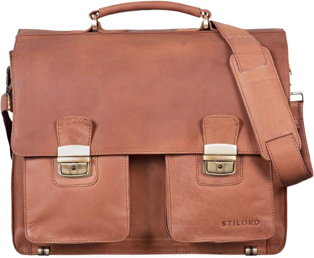 STILORD 'Atlas' Aktentasche Leder gross Vintage Lehrertasche Businesstasche Schultasche XL Bürotasch