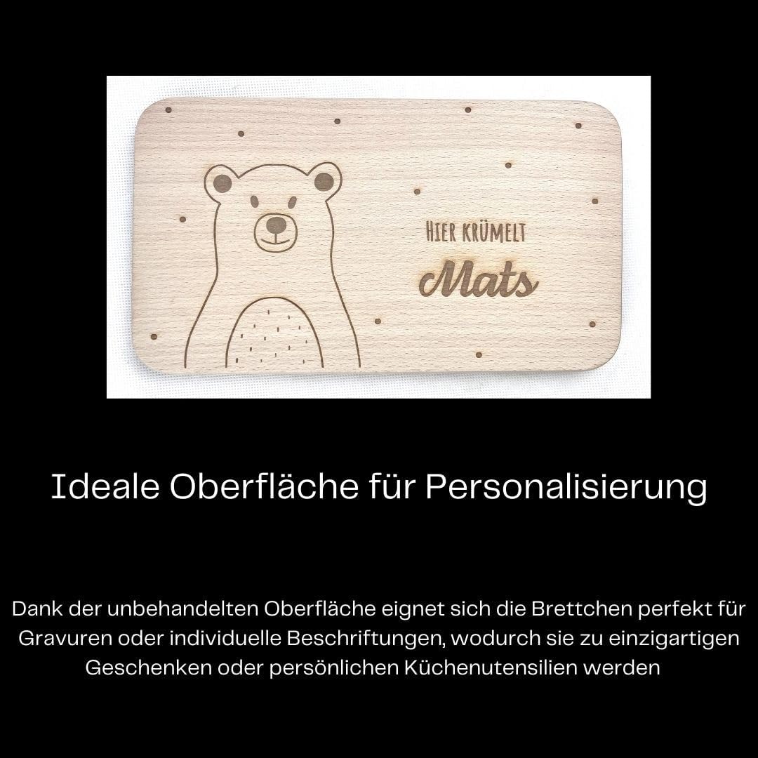 Frühstücksbrettchen Buche unbehandelt – 23x15x1,5 cm Holzbrettchen zum Gravieren – Küchenbrett Holz