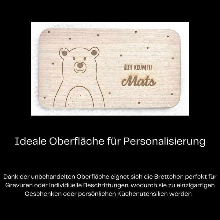 Frühstücksbrettchen Buche unbehandelt – 23x15x1,5 cm Holzbrettchen zum Gravieren – Küchenbrett Holz